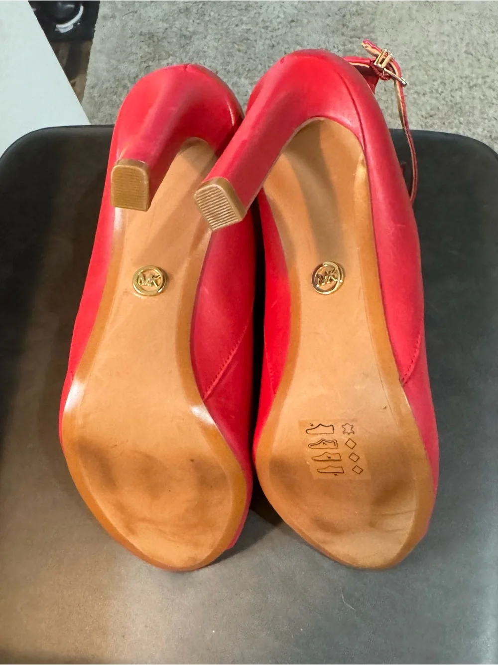 Michael Kors Red Peep-Toe Ankle Strap Stiletto Booties